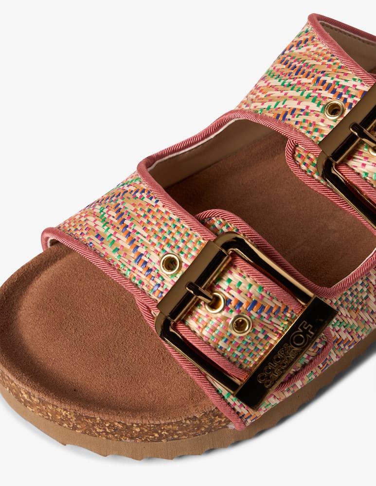 rinascente Colors Of California Raffia double buckle sandals