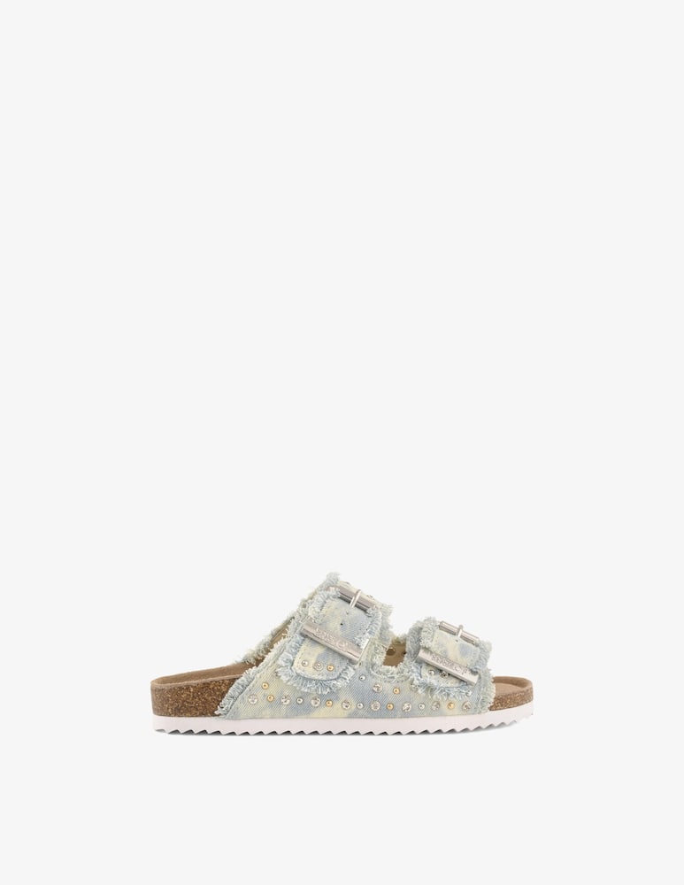 Colors Of California Frayed denim stud flat sandals - picture 1 Colors Of California Frayed denim stud flat sandals - picture 1