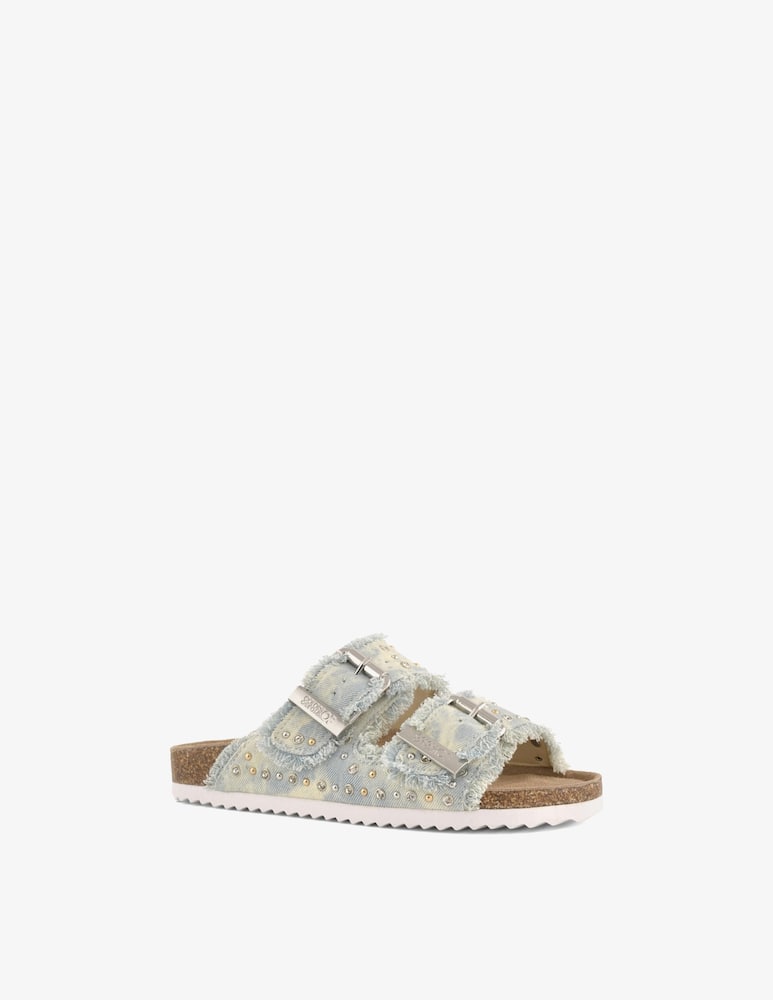 Colors Of California Frayed denim stud flat sandals - picture 2 Colors Of California Frayed denim stud flat sandals - picture 2