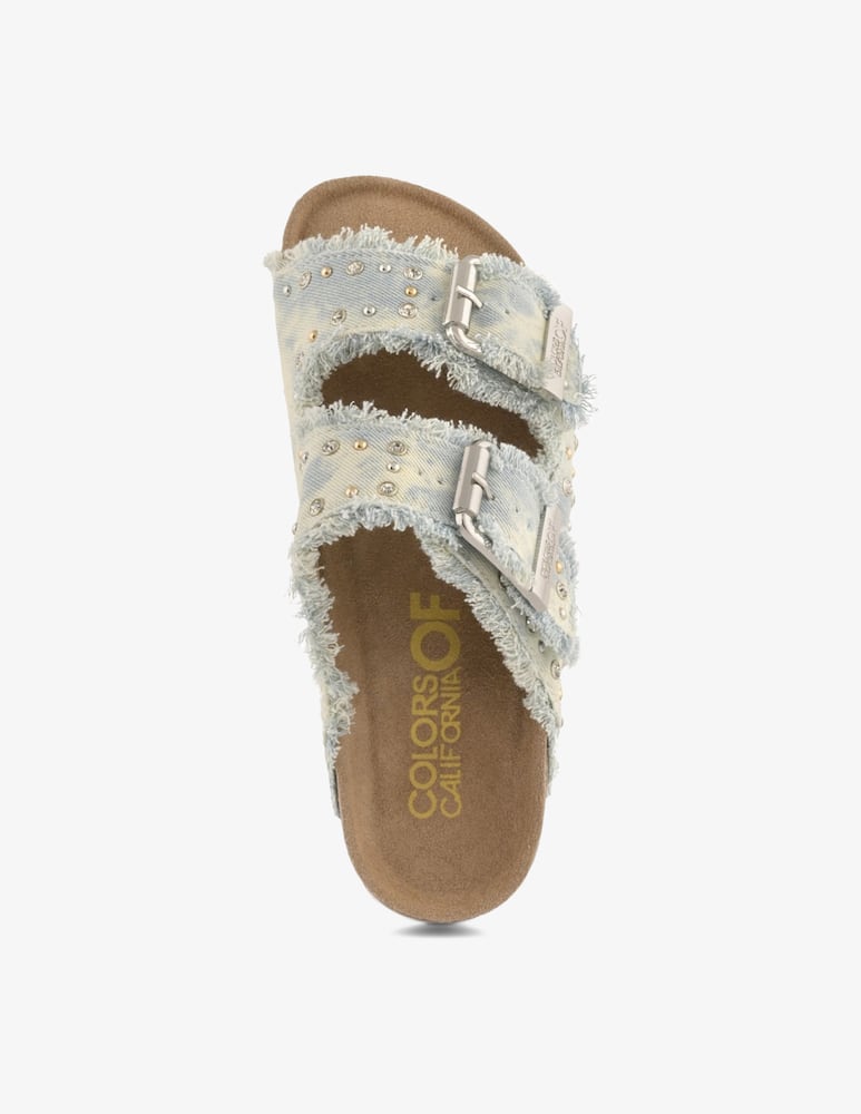Colors Of California Frayed denim stud flat sandals - picture 3 Colors Of California Frayed denim stud flat sandals - picture 3