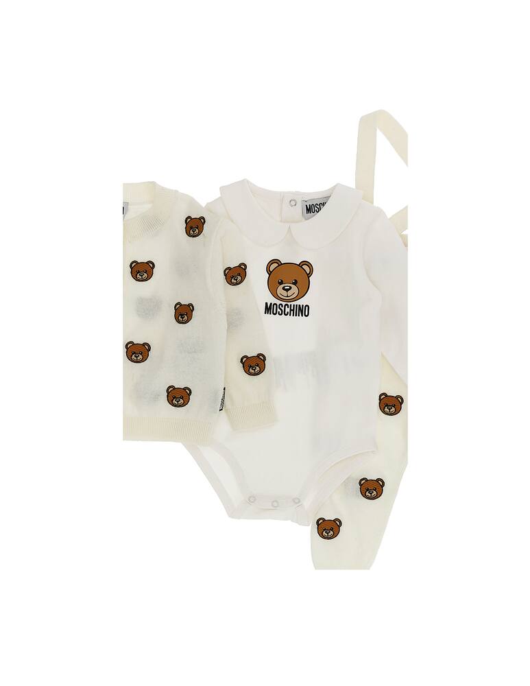 rinascente Moschino Baby set con tutina salopette e cardigan