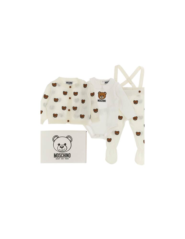 rinascente Moschino Baby set con tutina salopette e cardigan