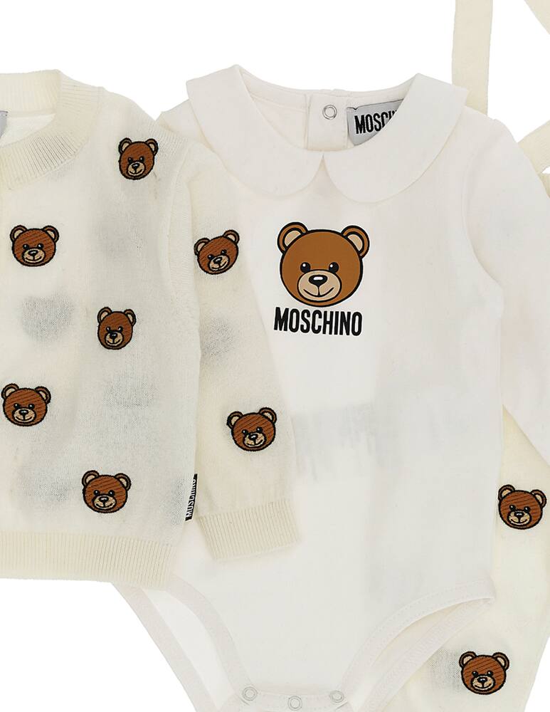 rinascente Moschino Baby set con tutina salopette e cardigan