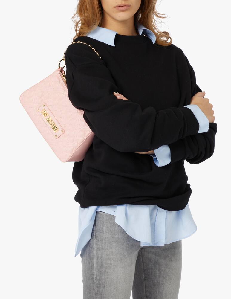 rinascente Love Moschino Quilted shoulder bag halfmoon with chain - pink