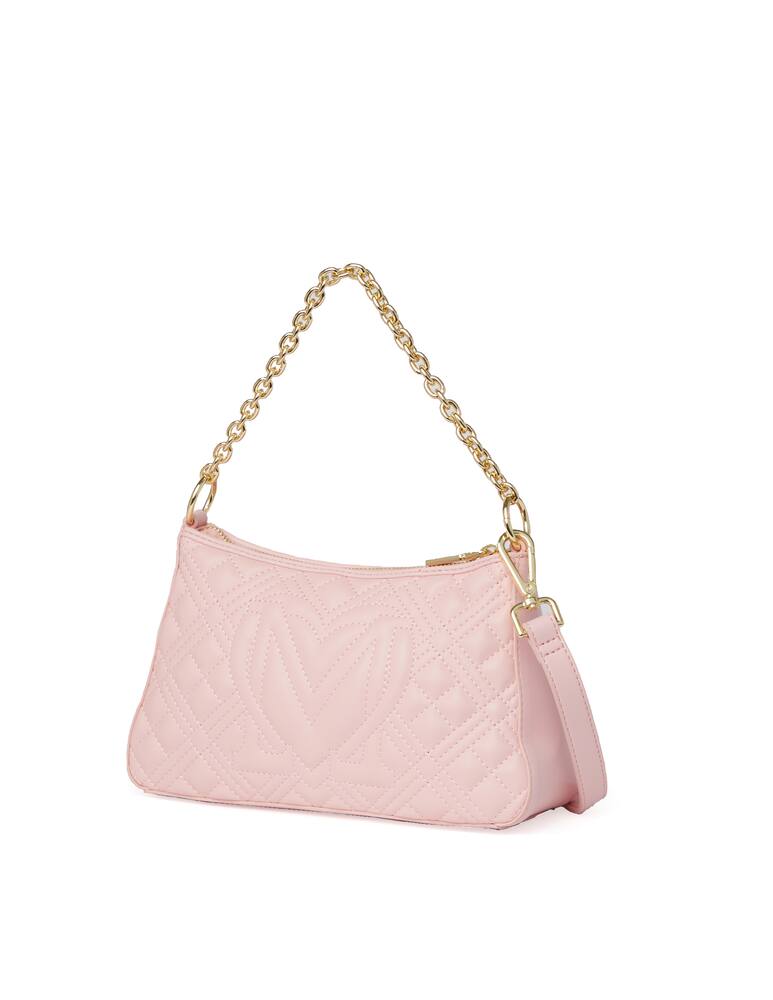 rinascente Love Moschino Quilted shoulder bag halfmoon with chain - pink