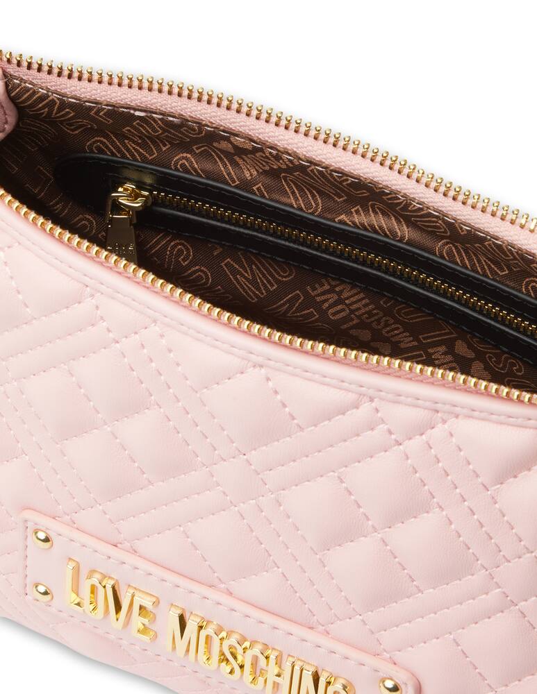 rinascente Love Moschino Quilted shoulder bag halfmoon with chain - pink