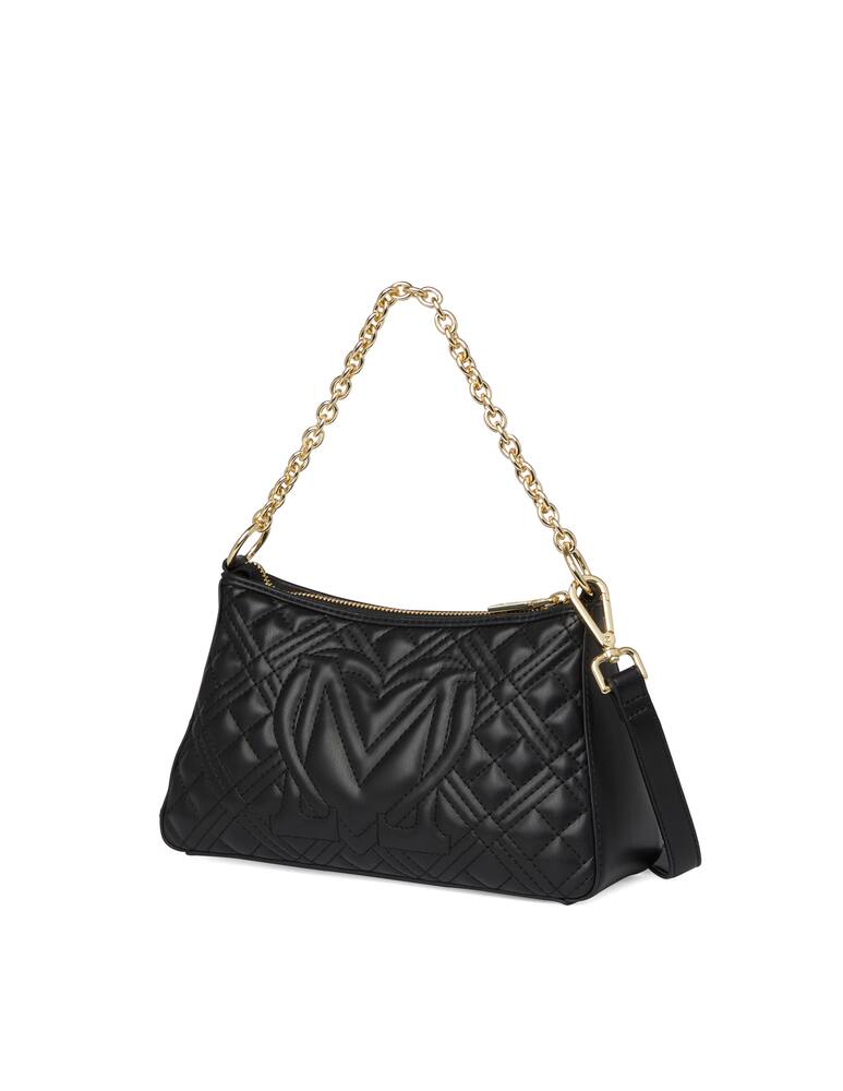 rinascente Love Moschino Borsa a spalla trapuntata a mezzaluna con catena - nero