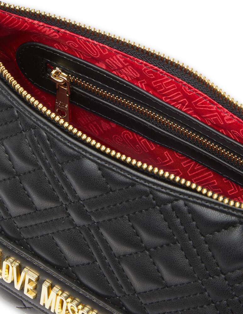 rinascente Love Moschino Borsa a spalla trapuntata a mezzaluna con catena - nero