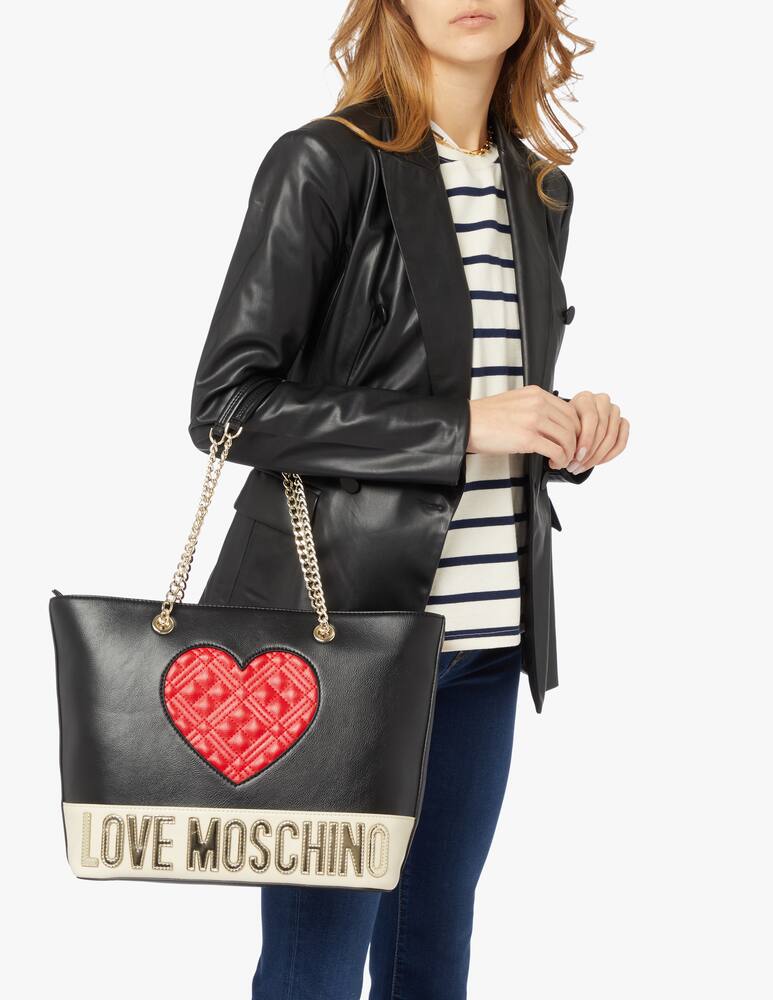 Love Moschino Tote bag with big quilted heart - black - picture 2 Love Moschino Tote bag with big quilted heart - black - picture 2