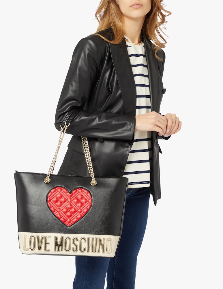 rinascente Love Moschino Borsa shopper con grande cuore trapuntato - nero