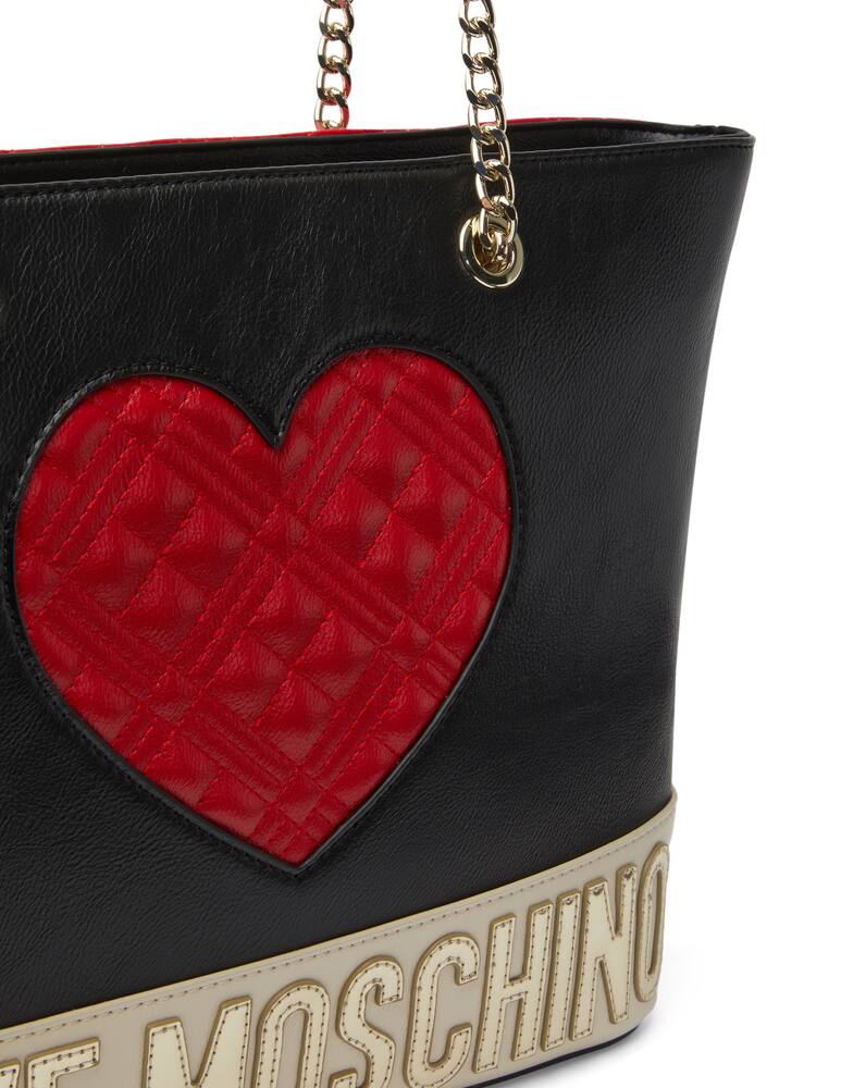 Love Moschino Tote bag with big quilted heart - black - picture 4 Love Moschino Tote bag with big quilted heart - black - picture 4