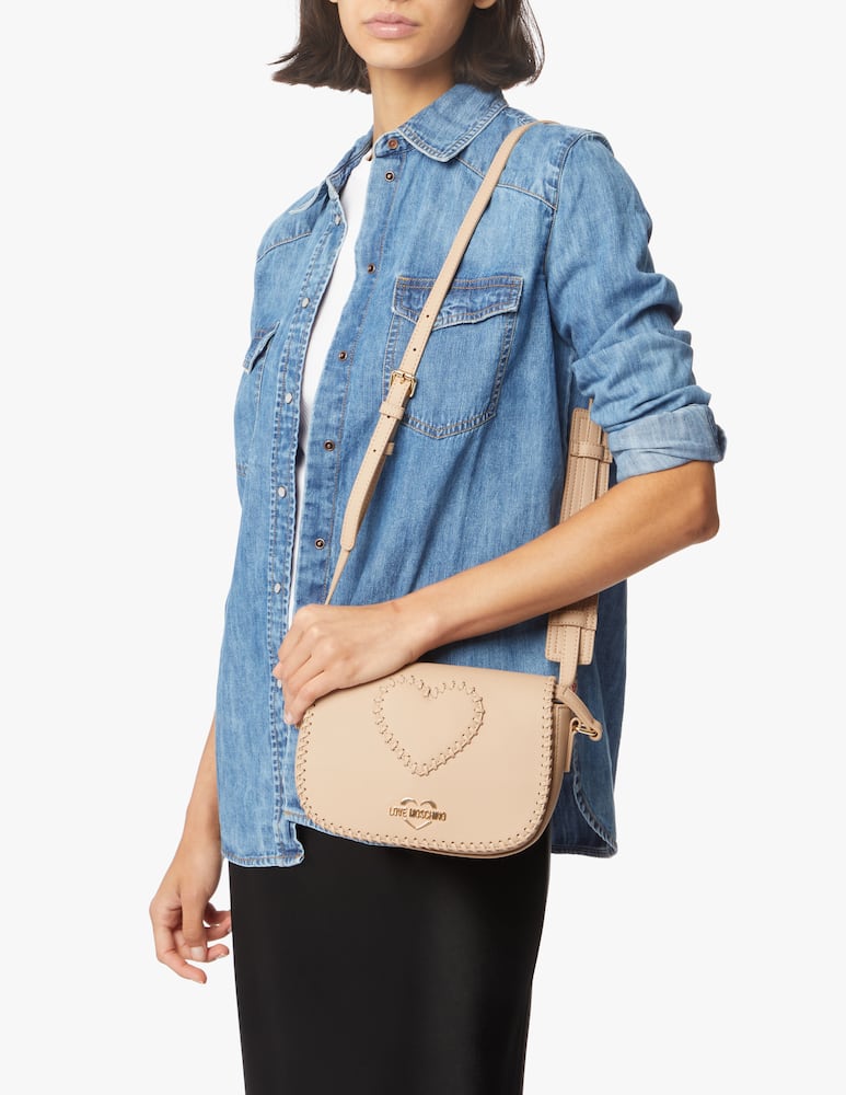 rinascente Love Moschino Crossbody bag with laced heart - beige