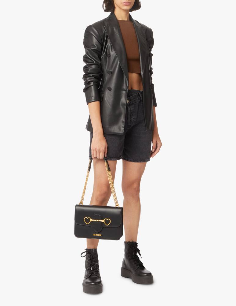 rinascente Love Moschino Heartbit crossbody bag with chain - black