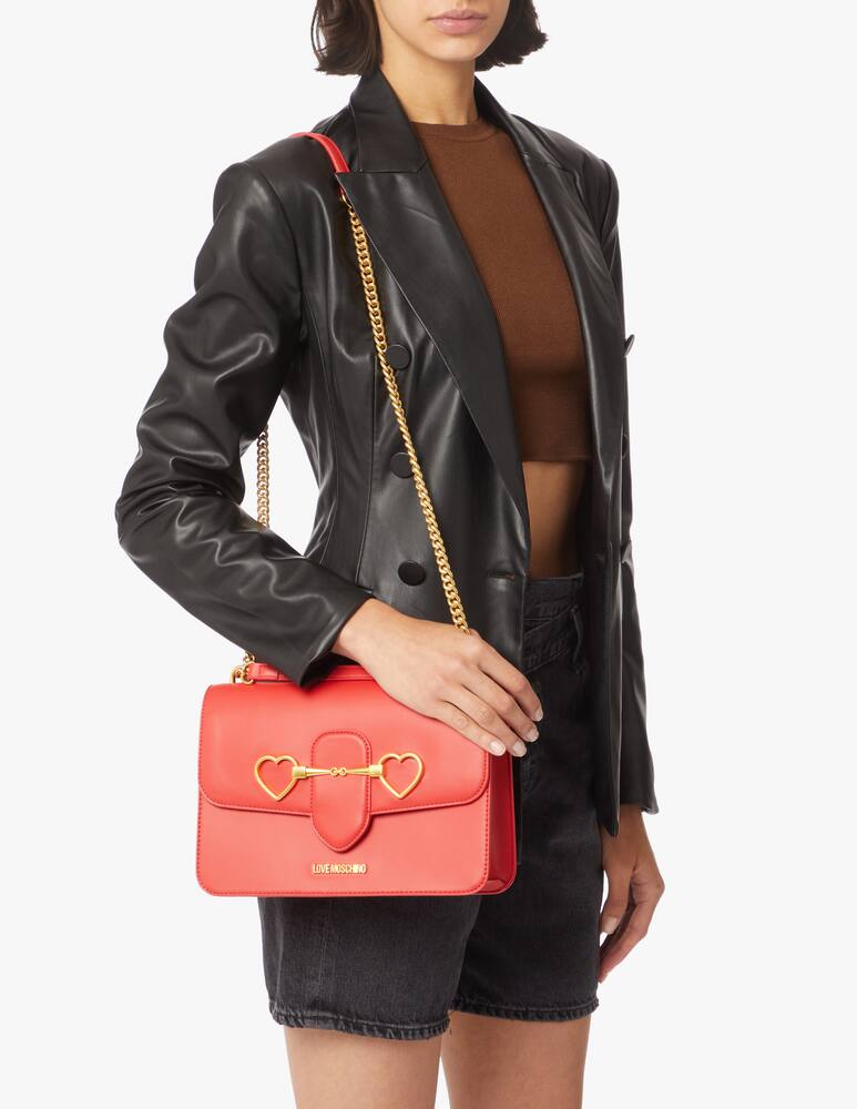 rinascente Love Moschino Heartbit crossbody bag with chain - red