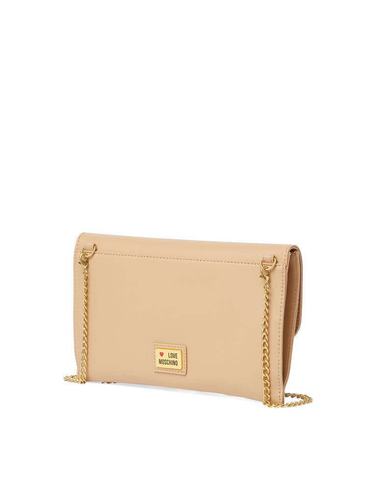 rinascente Love Moschino Heartbit clutch with chain - beige