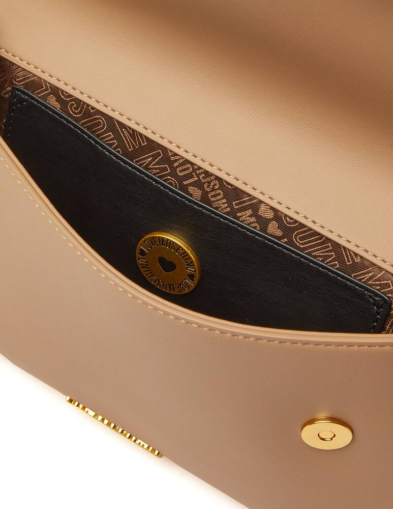 rinascente Love Moschino Heartbit clutch with chain - beige