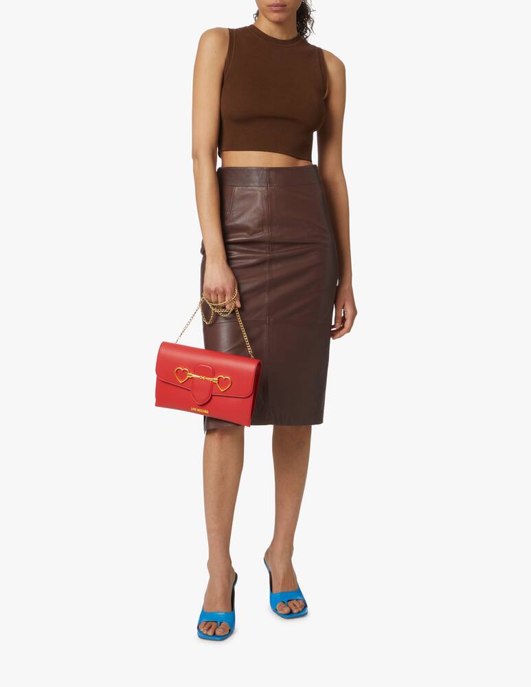 rinascente Love Moschino Borsa a tracolla con catena Heartbit - rosso