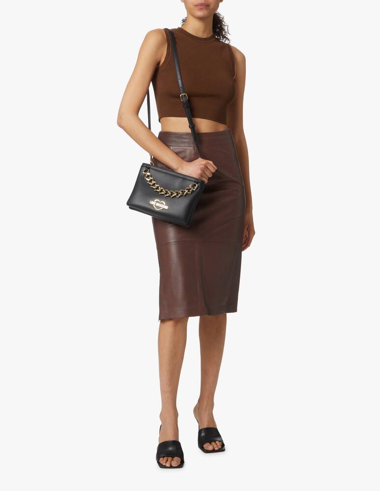 rinascente Love Moschino Heart crossbody bag with chain - black