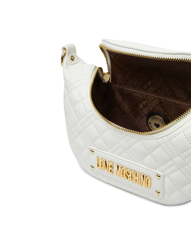 rinascente Love Moschino Quilted shoulder halfmoon bag - white