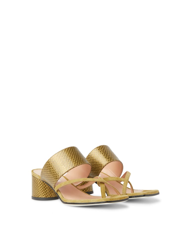 rinascente Pollini Sandali infradito con tacco stampato - oro