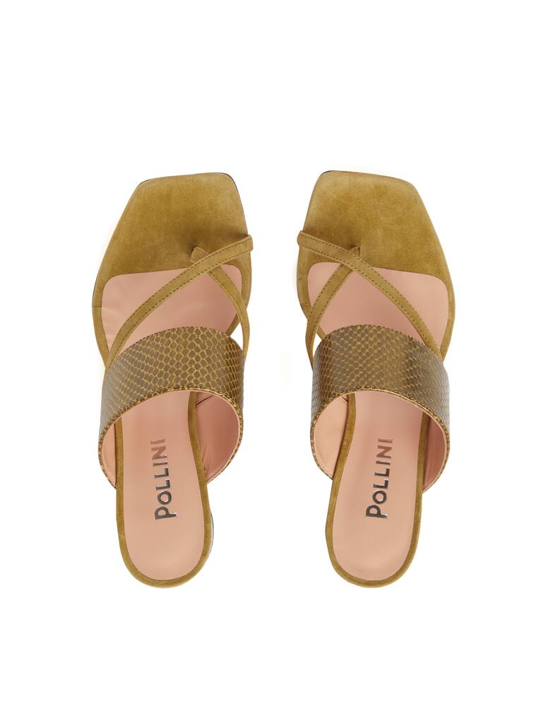 rinascente Pollini Sandali infradito con tacco stampato - oro