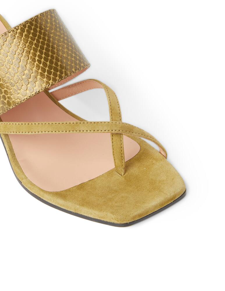 rinascente Pollini Sandali infradito con tacco stampato - oro