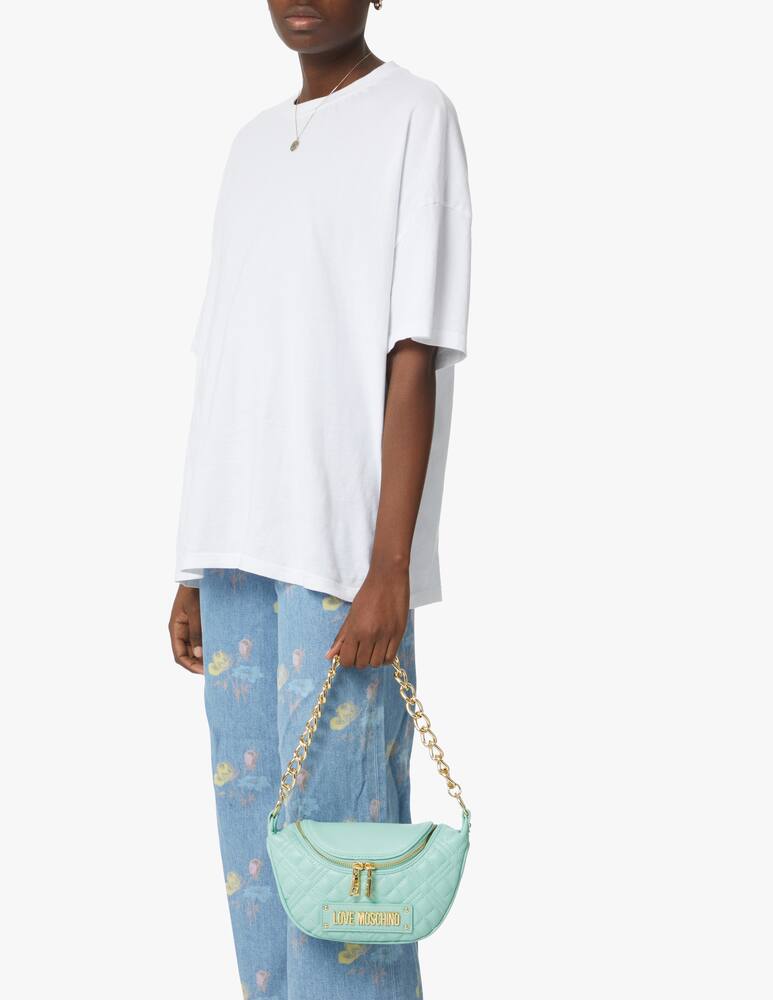 Love Moschino Quilted shoulder halfmoon bag - green - picture 2