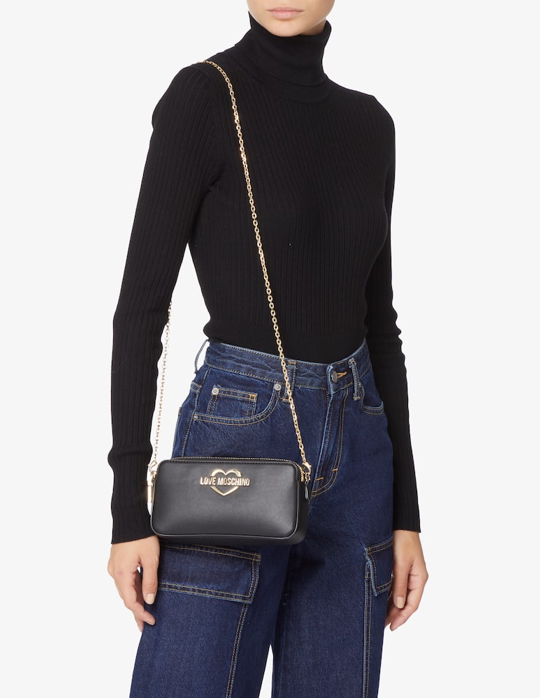 rinascente Love Moschino Heart camera mini bag with chain - Black