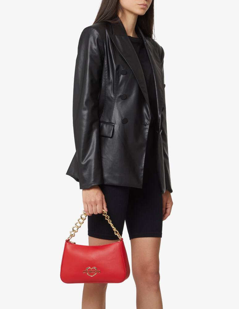 rinascente Love Moschino Borsa halfmoon con catena Heart - Rosso