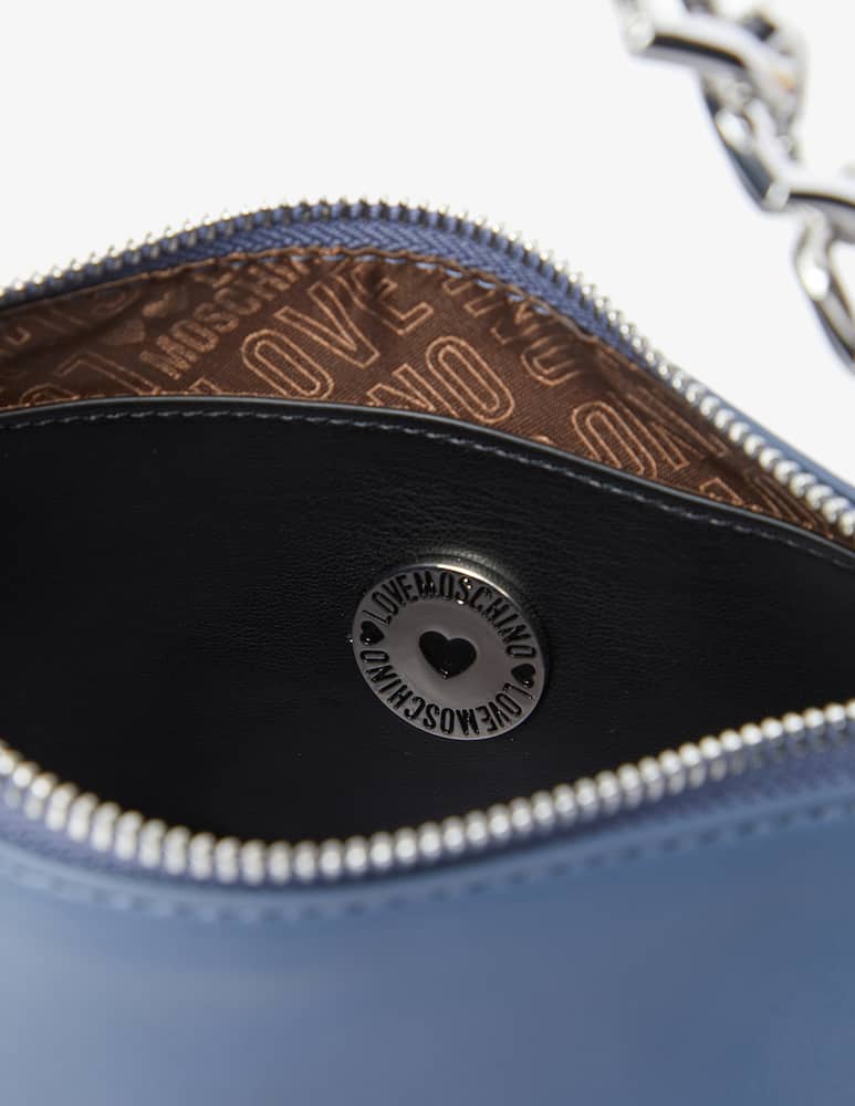 rinascente Love Moschino Heart halfmoon bag with chain - Light Blue