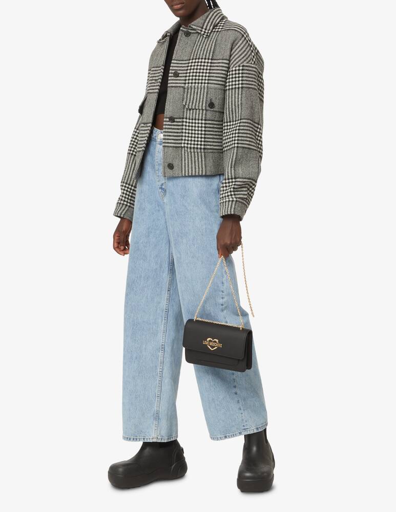 rinascente Love Moschino Heart bag flap with chain - Black