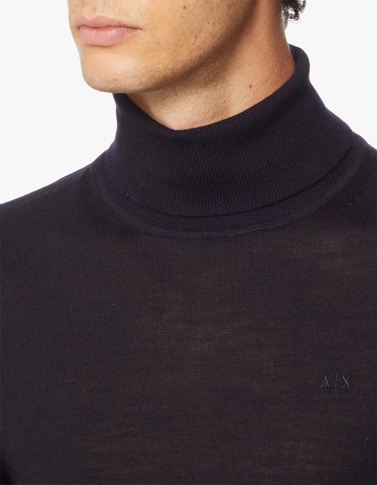 Shop Armani Exchange Wool Turtleneck Blue on Rinascente