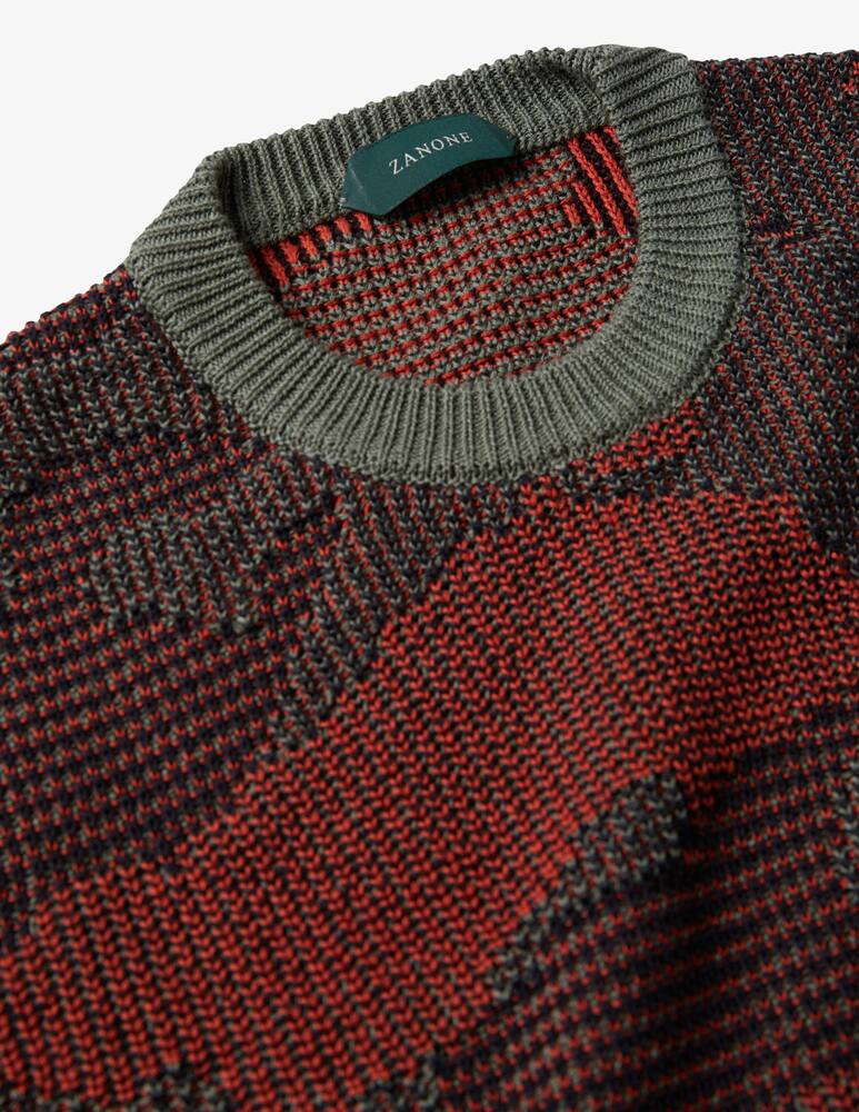 rinascente Slowear Zanone Girocollo regular fit in jacquard lino e cotone 