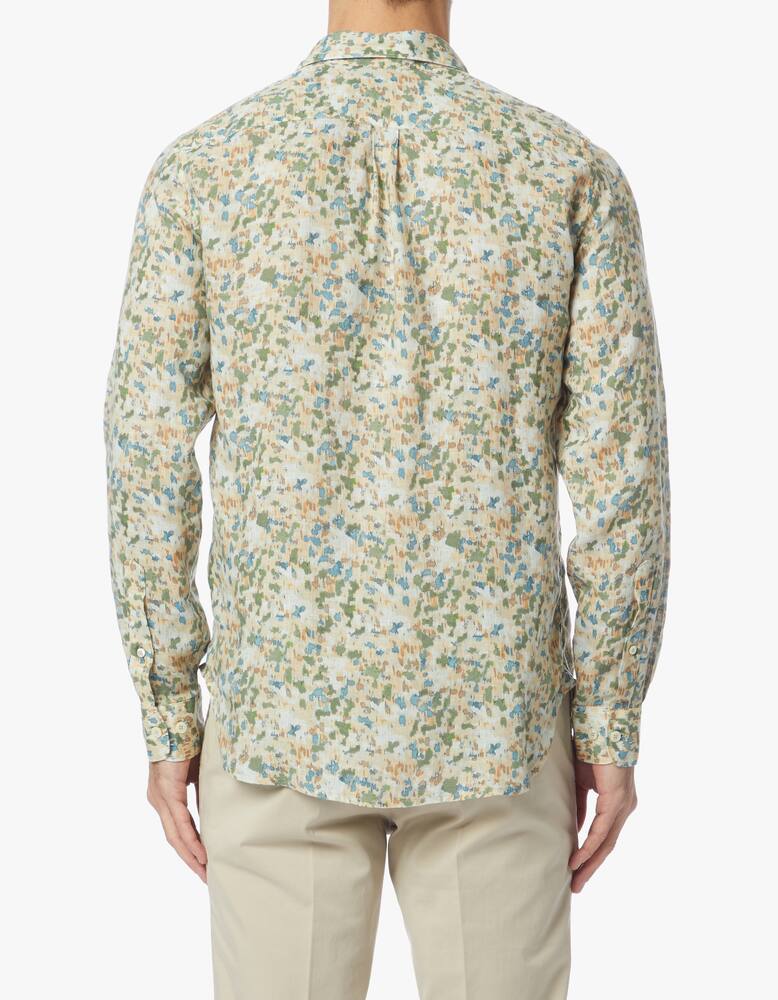 rinascente 120% Lino Comouflage pocket regular fit shirt
