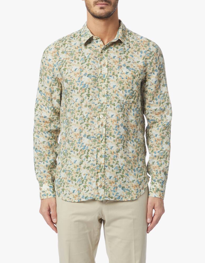 rinascente 120% Lino Comouflage pocket regular fit shirt
