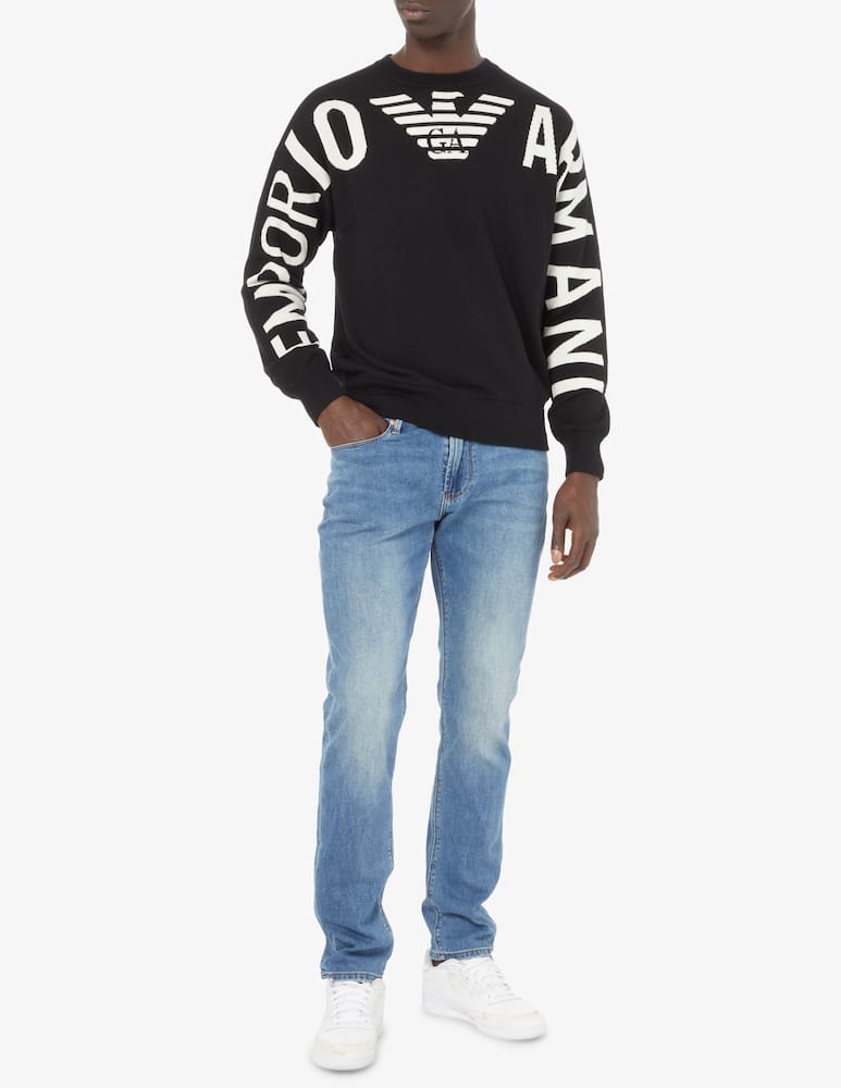 rinascente Emporio Armani Logo jacquard crewneck jumper - Black