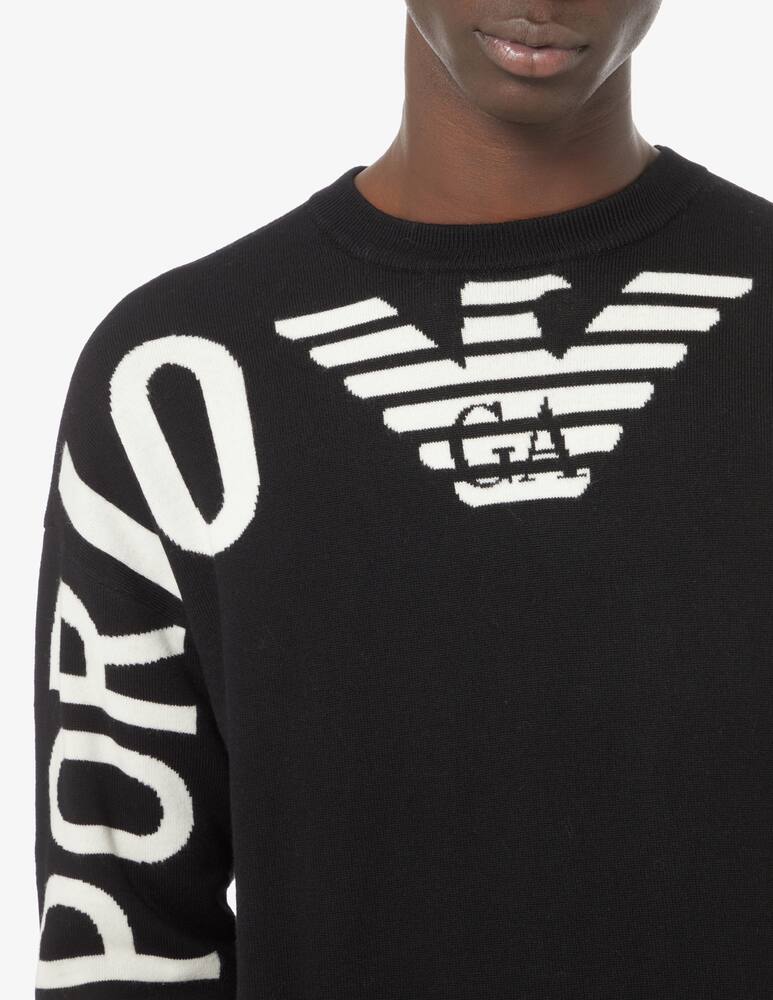 rinascente Emporio Armani Logo jacquard crewneck jumper - Black