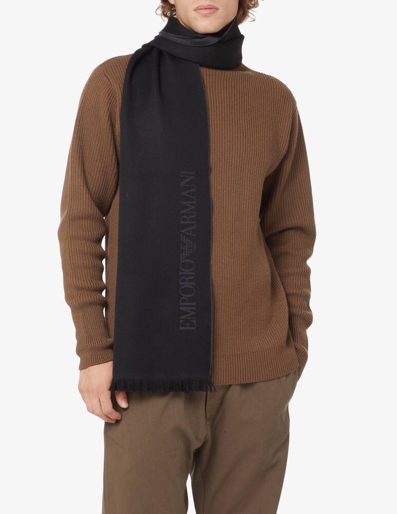 rinascente Emporio Armani Sciarpa in lana con logo - Nero