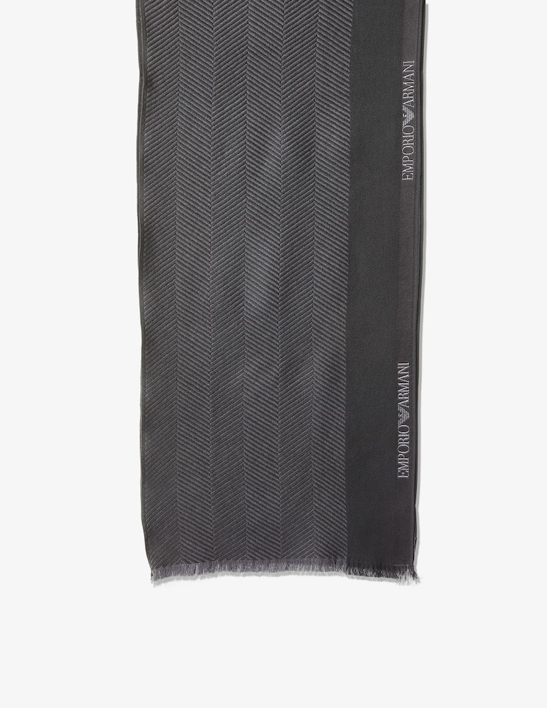 rinascente Emporio Armani Wool and silk logo scarf - Grey