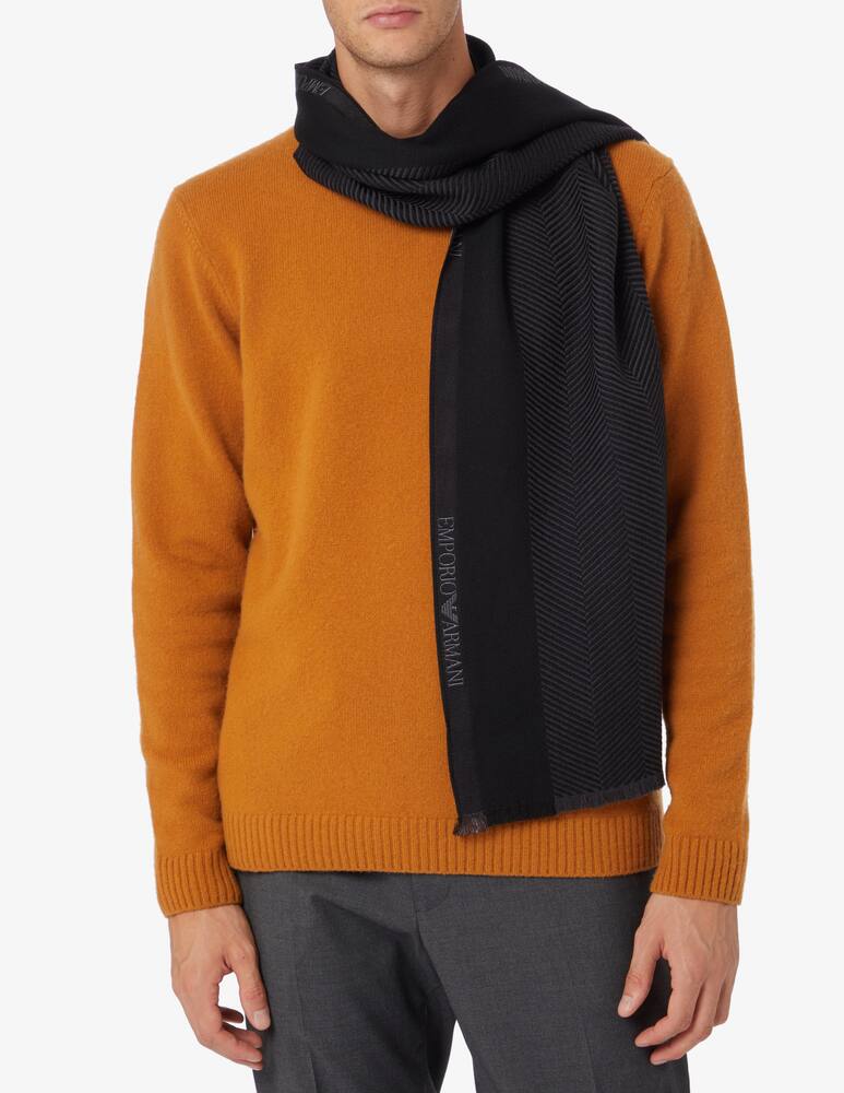 rinascente Emporio Armani Wool and silk logo scarf - Grey