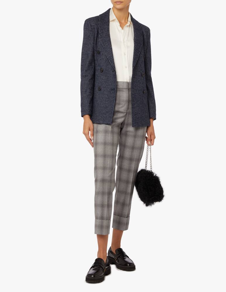 rinascente Emporio Armani Double breasted unlined jacket in jacquard wool blend - Blue