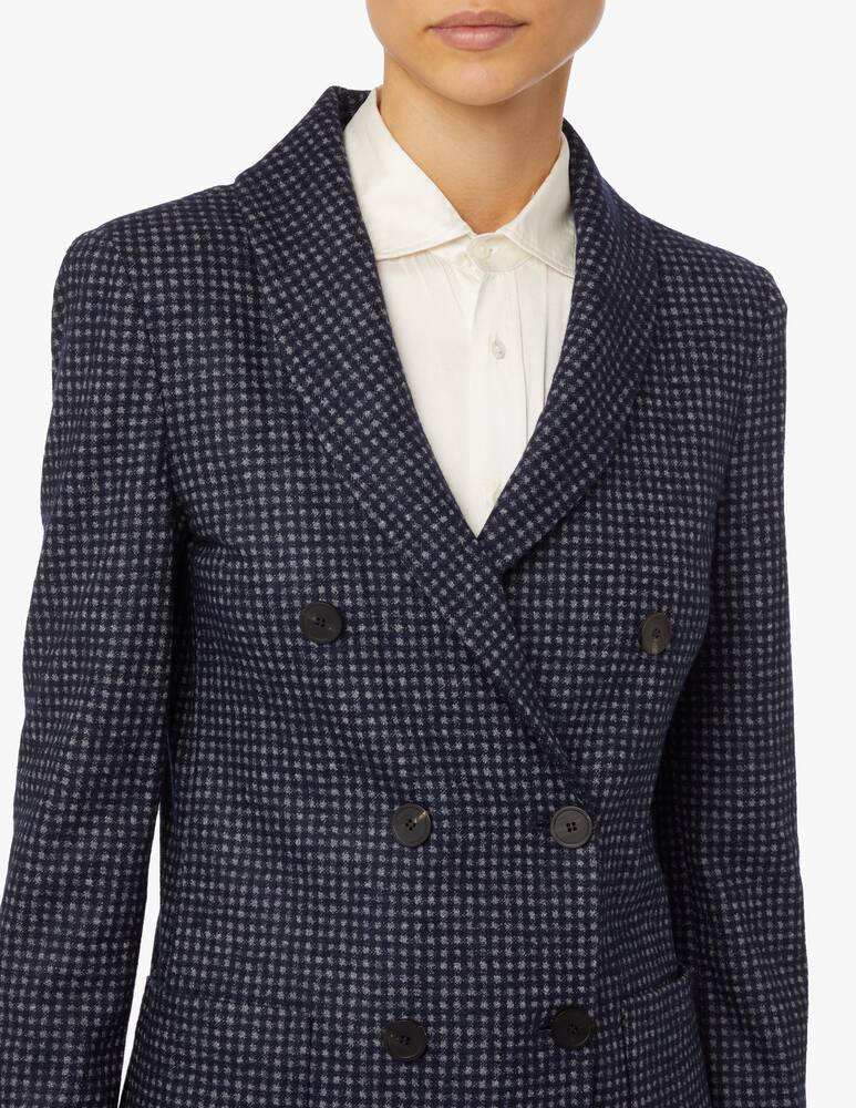 rinascente Emporio Armani Double breasted unlined jacket in jacquard wool blend - Blue