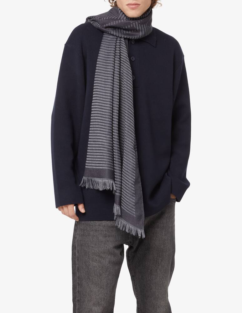 Emporio Armani Stola a righe con logo - Nero - immagine 2 Emporio Armani Stola a righe con logo - Nero - immagine 2