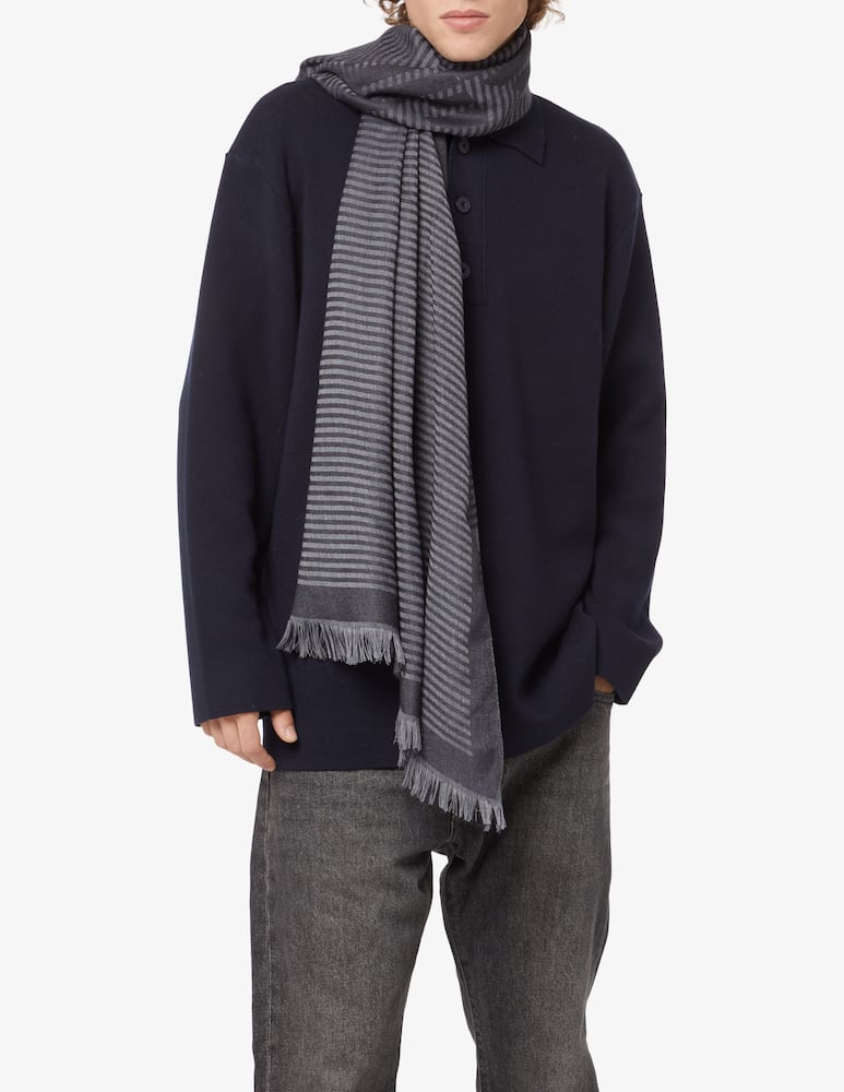 rinascente Emporio Armani Logo striped stole - Black