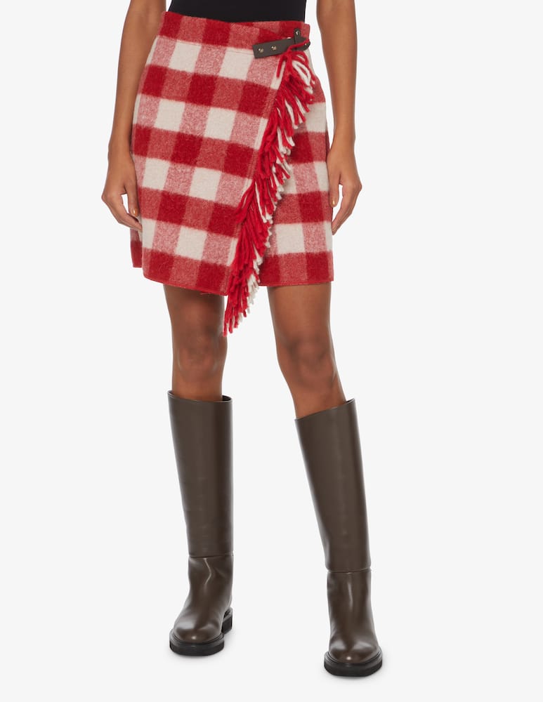rinascente Emporio Armani Minigonna a frange e quadri - Rosso