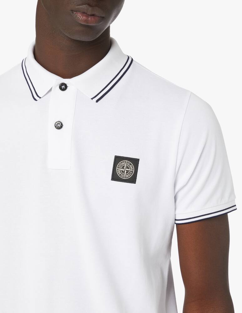 rinascente Stone Island Polo piquet stretch patch - bianco