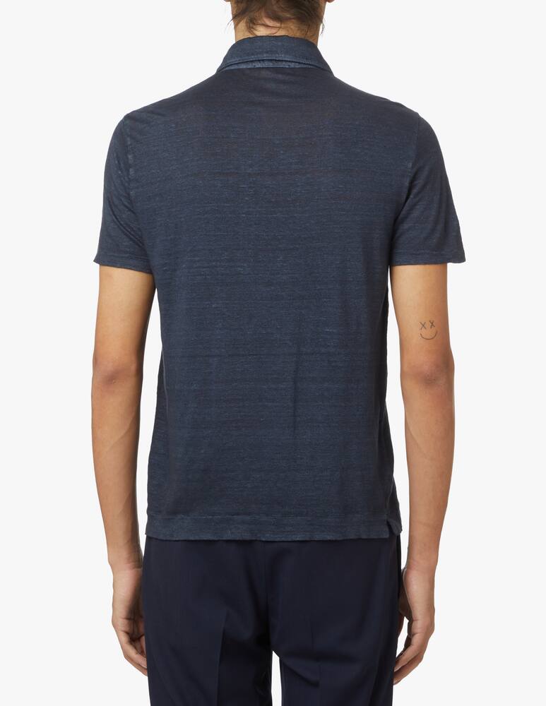 rinascente Boglioli Linen mix short sleeve polo - blue