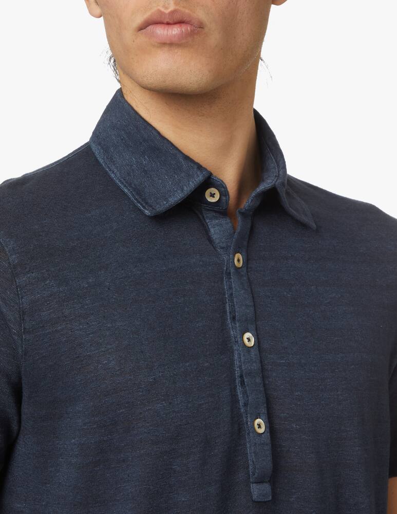 rinascente Boglioli Linen mix short sleeve polo - blue