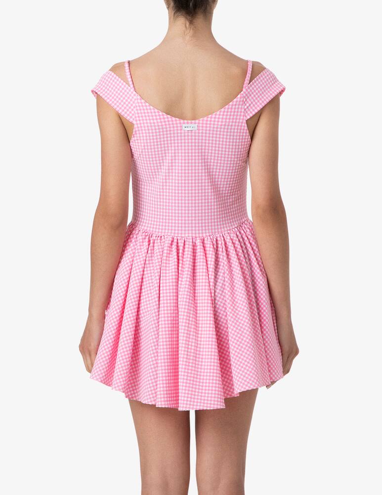 rinascente Me-fui Gingham off shoulder mini dress