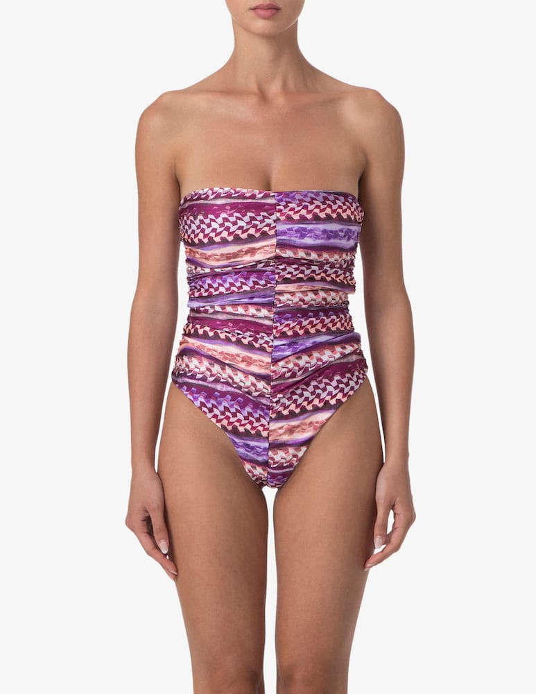 rinascente F**K Strapless ruched swimsuit